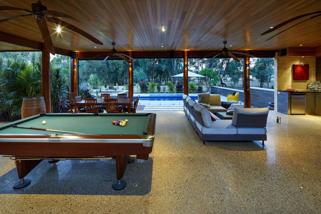 Polished concrete outdoor lounge area