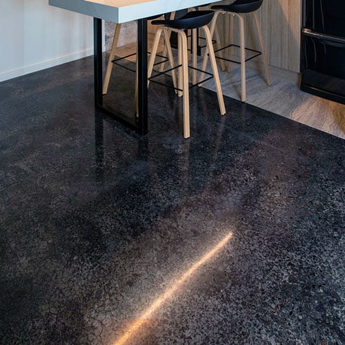 Polished concrete floor in a kitchen